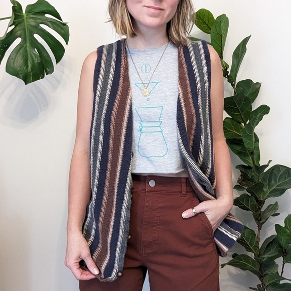 Arizona Jean Company Jackets & Blazers - Arizona Jean Company | Retro | Vintage Striped Knit Button Cardigan Vest